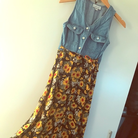 denim sunflower dress